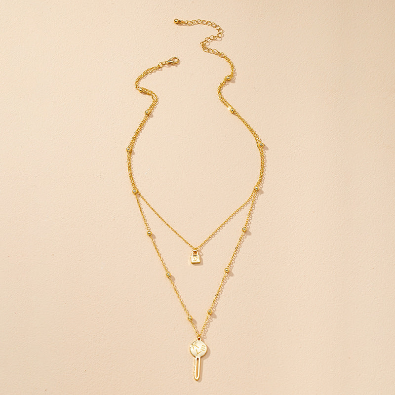 Double Stacked Lock and Key Necklace - Vienna Verve Collection