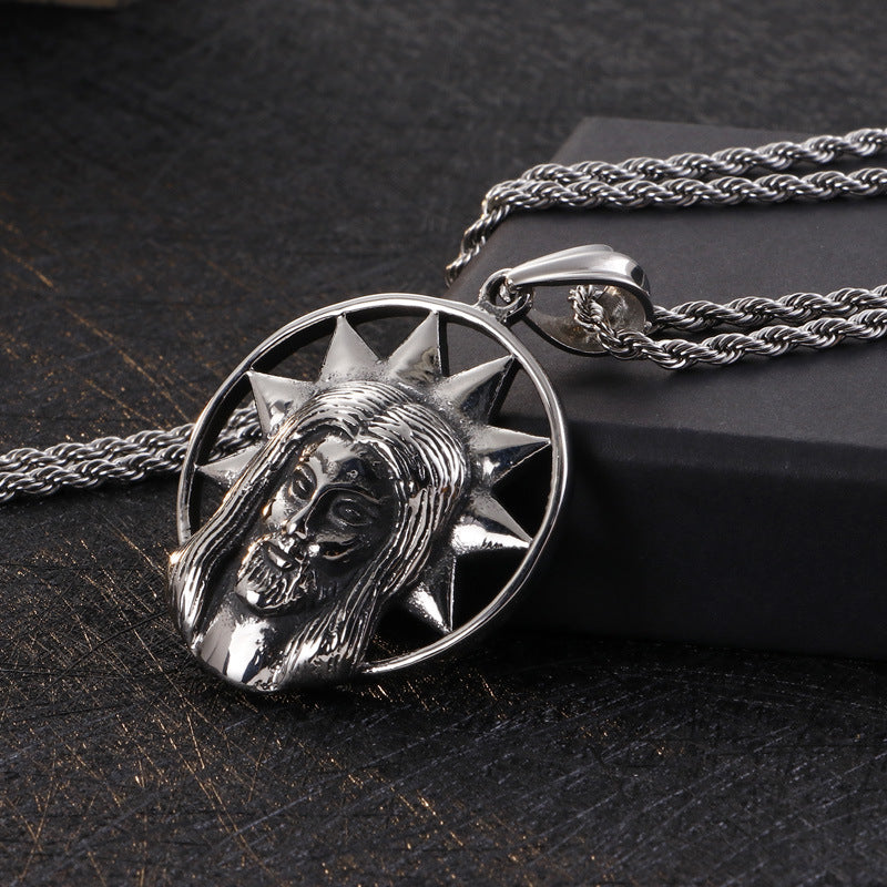 Skull Beard Stainless Steel Pendant Necklace for Men - European Style