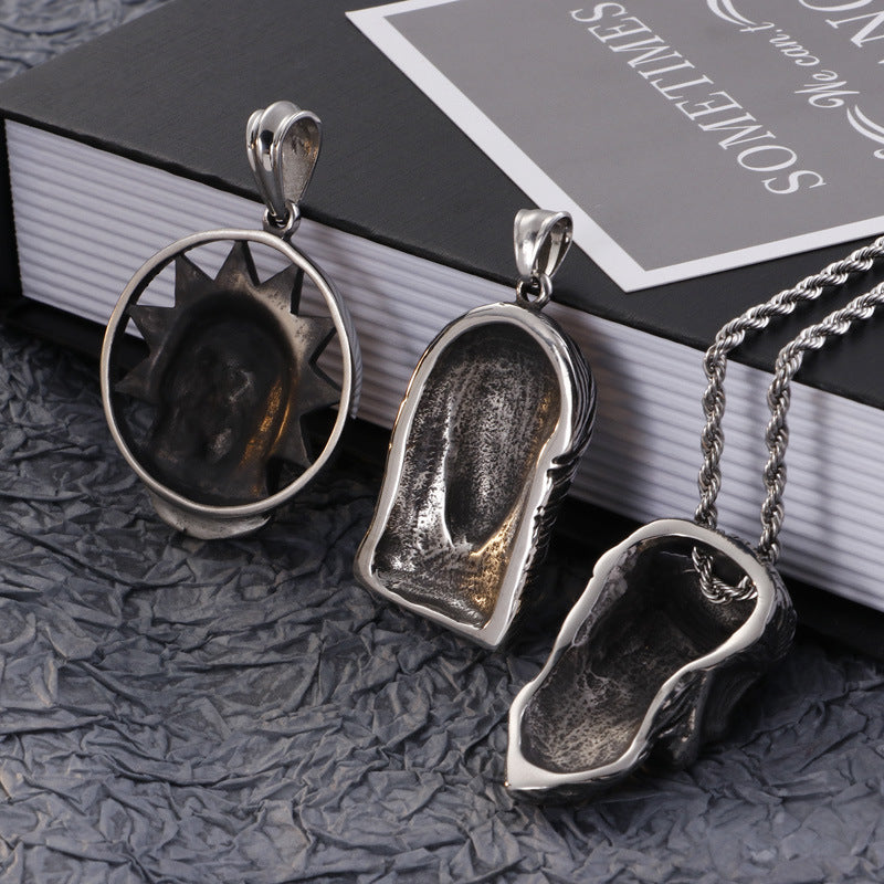 Skull Beard Stainless Steel Pendant Necklace for Men - European Style