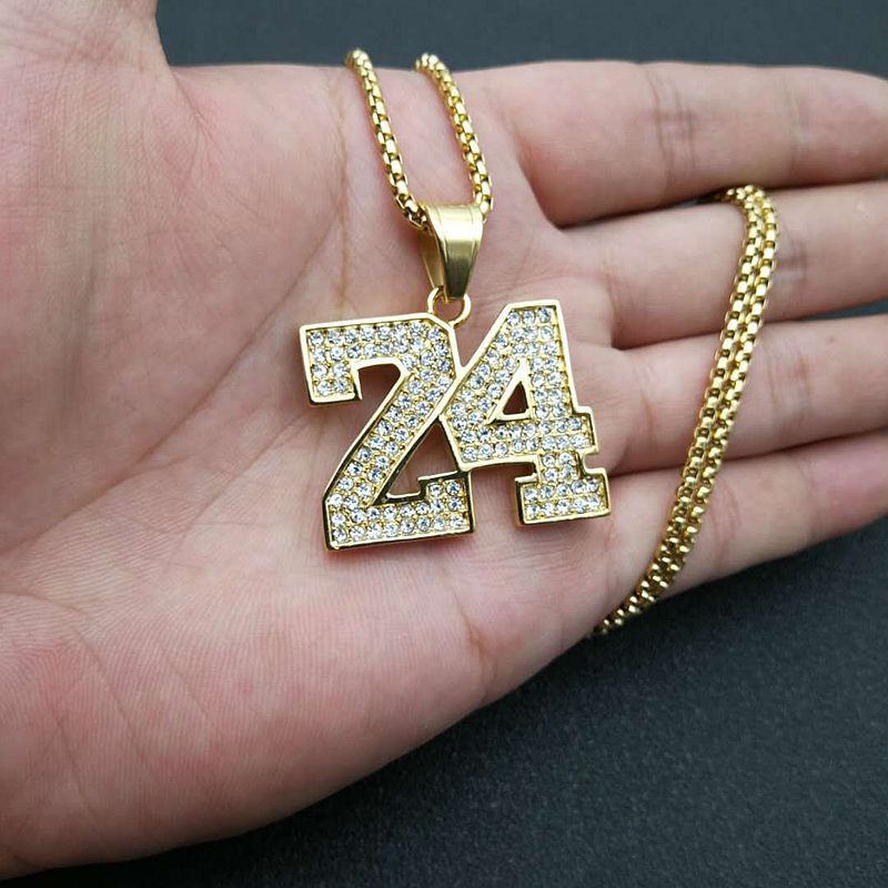 Zircon Necklace – Luxury Hip Hop Basketball Pendant Necklace In Steel Gold-Plated Finish