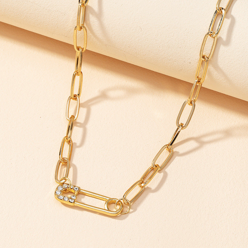 Glimmering Cross-Border Paper Clip Necklace with Niche Design