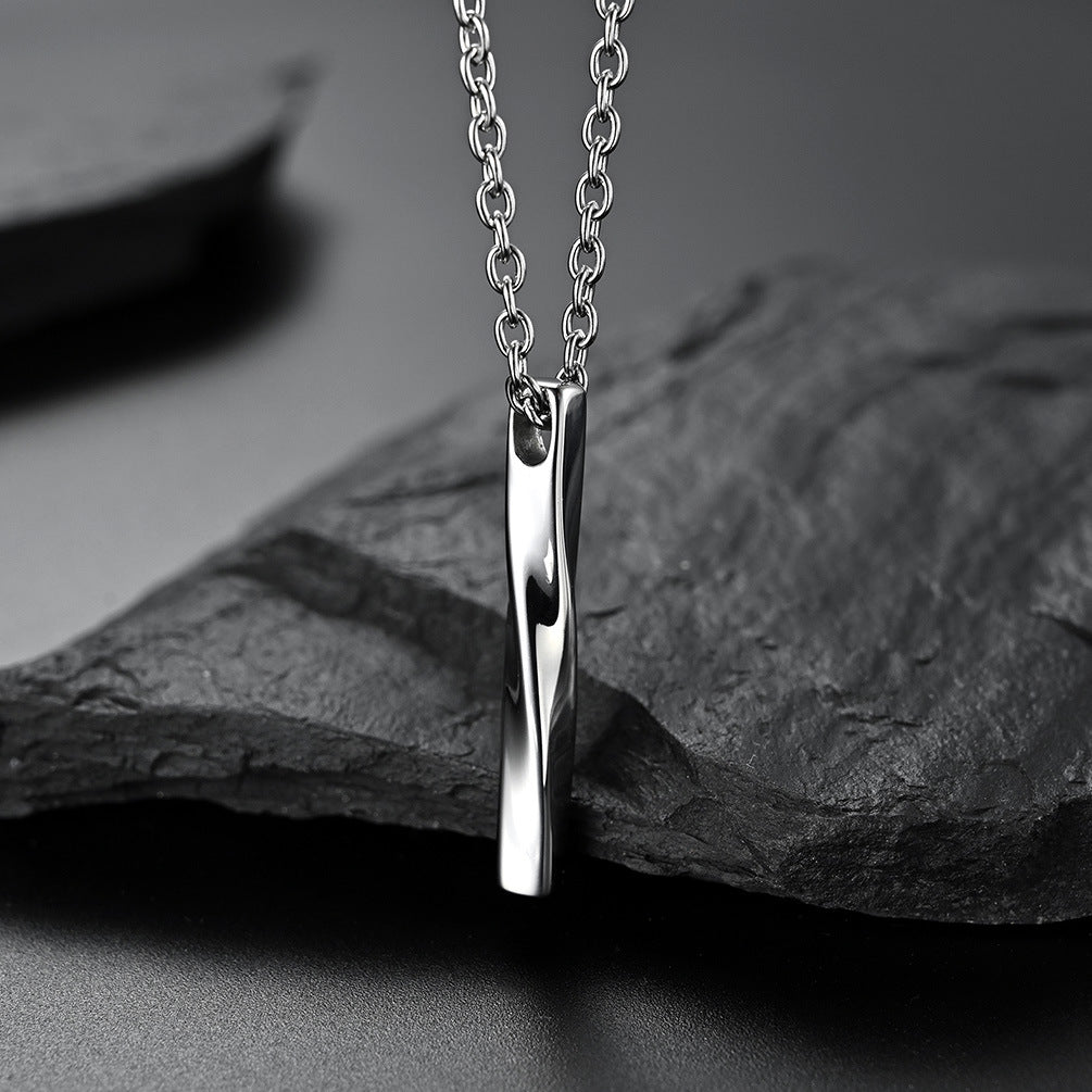 Planderful Geometric Mobius Necklace Unisex Rectangular Twisted Line Pendant for Men and Women Everyday Style