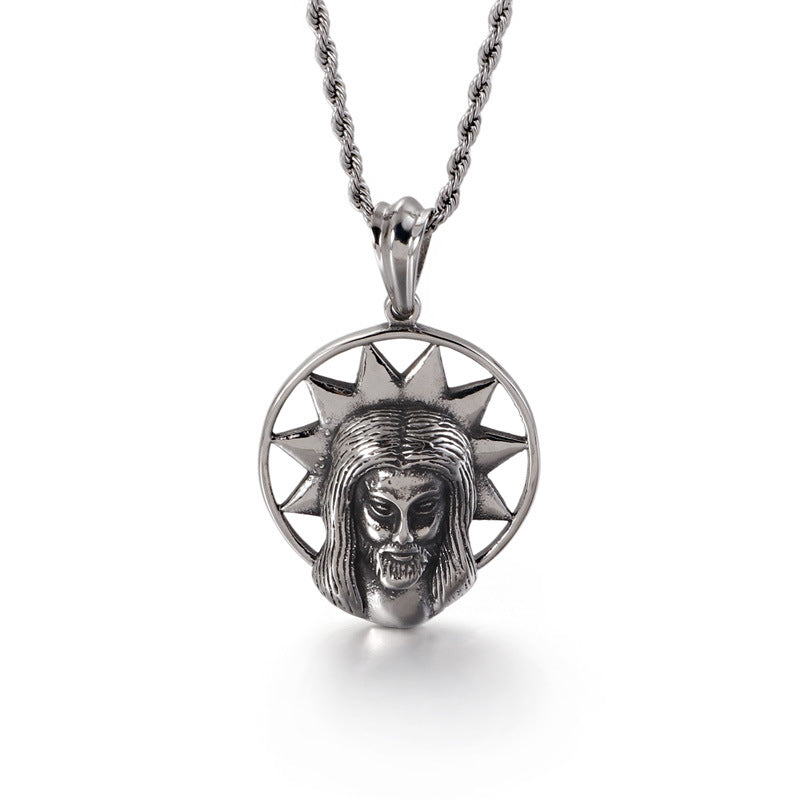 Skull Beard Stainless Steel Pendant Necklace for Men - European Style