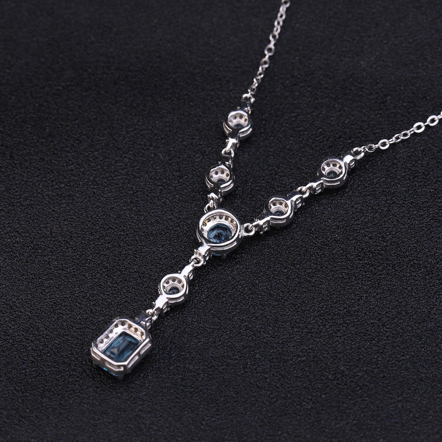 Banquet Jewelry Emerald Cut Natural Gemstones Tassels Silver Necklace