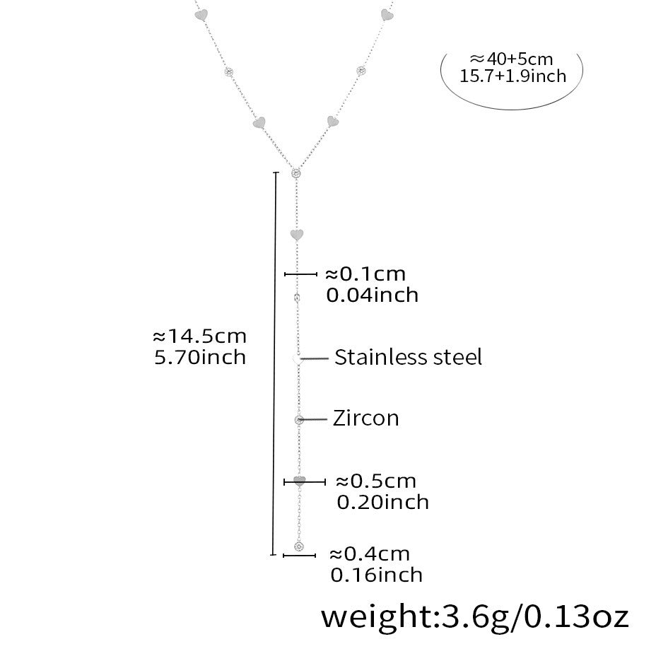 Planderful Little Love Zircon Y Tassel Necklace For Women