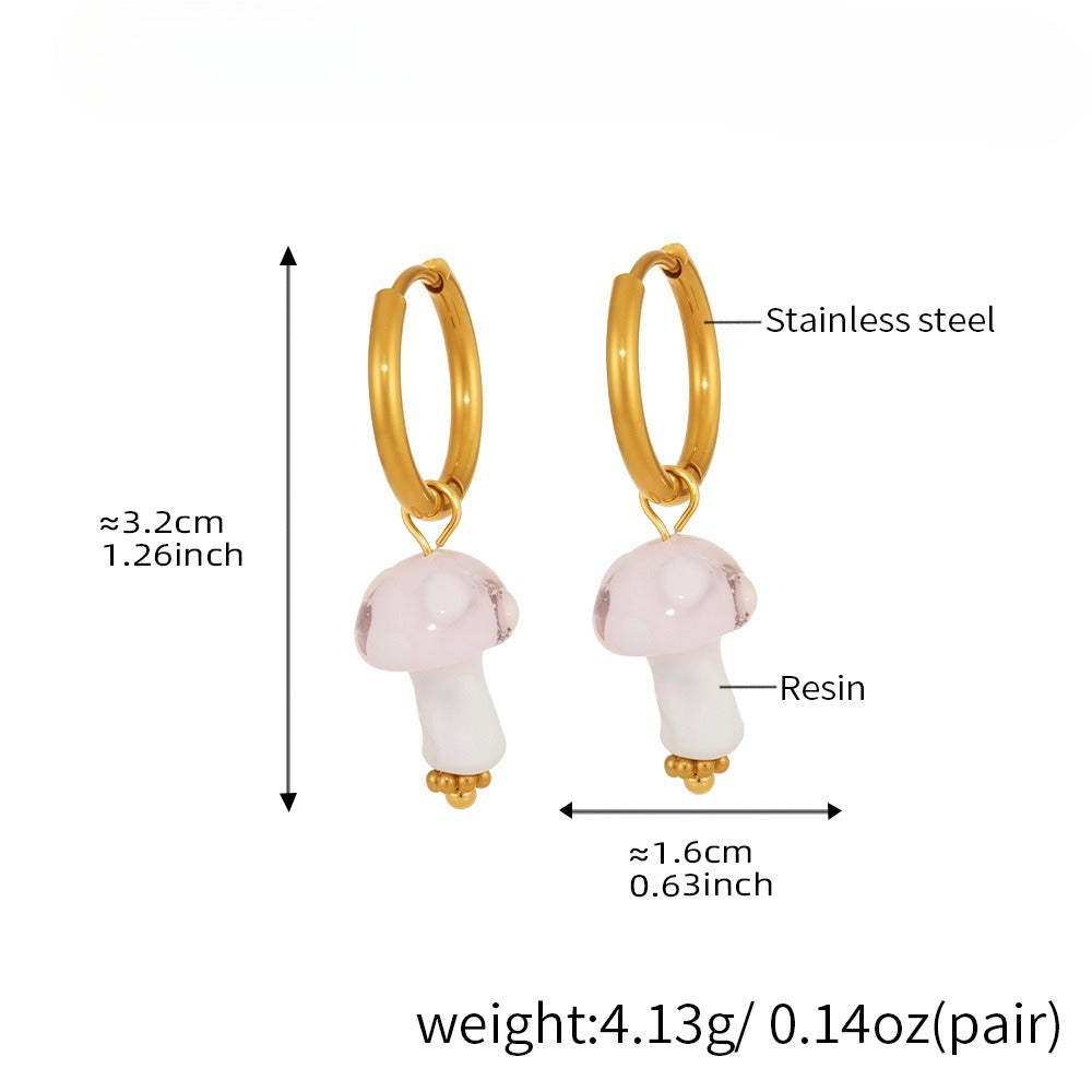 Planderful Polka Dot Mushroom Resin Earrings Women Plated