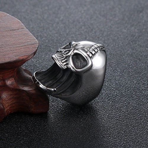 Titanium Steel Skull Ring for Men - Openable Punk Design Inspired by European and American Religious Totems