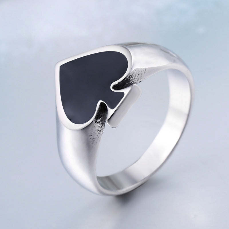 Personalized Titanium Steel Poker Spade Ring for Men and Women - Everyday Genie Collection