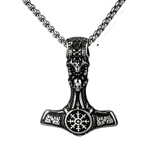Viking Thor Hammer Pendant Stainless Steel Necklace For Men Norse Symbol Jewelry By Planderful Shop