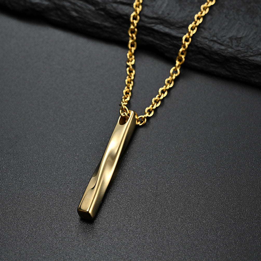 Planderful Geometric Mobius Necklace Unisex Rectangular Twisted Line Pendant for Men and Women Everyday Style