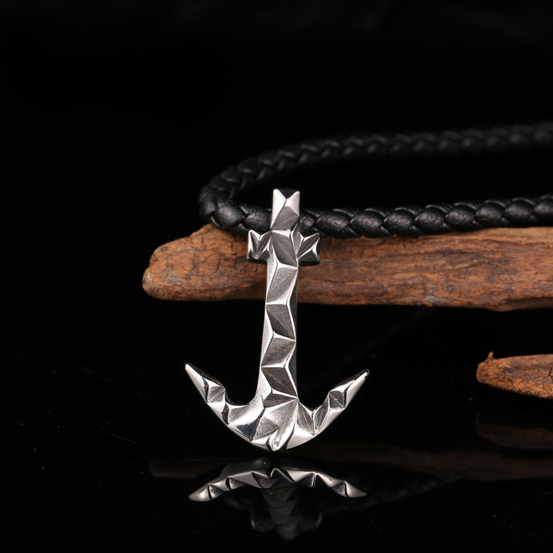 Titanium Steel Punk Anchor Pendant - Retro Men's Jewelry for Unique Style