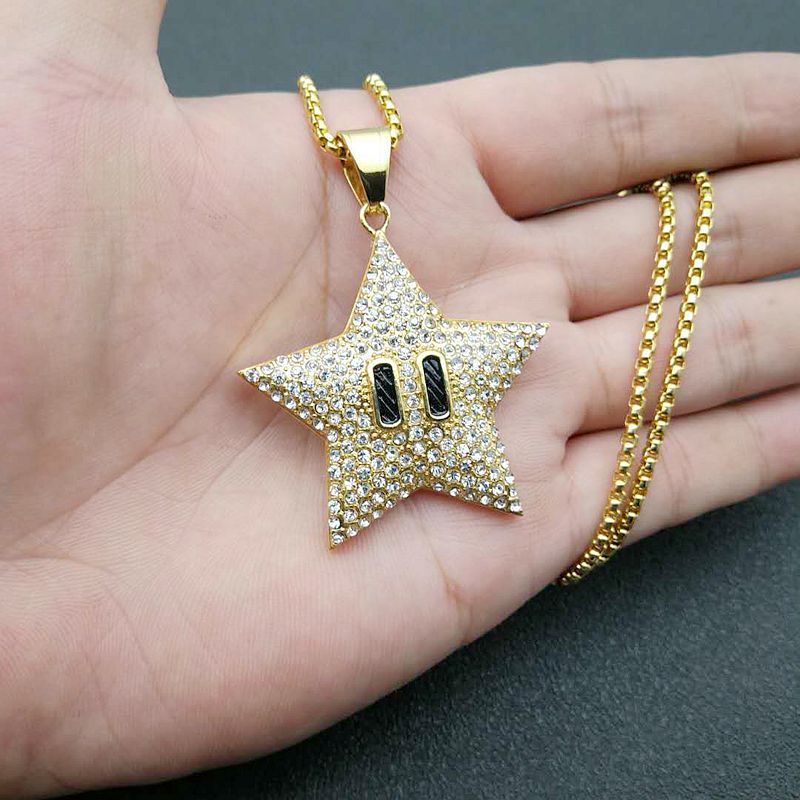 Steel Necklace – Statement Five-Point Star Pendant