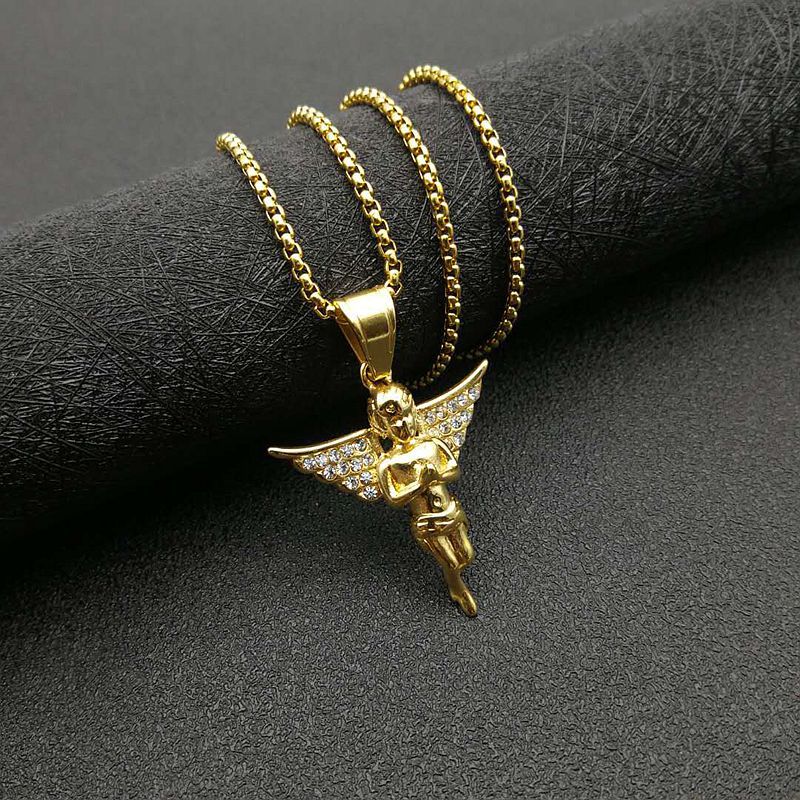 Hip Hop Necklace Titanium For Him Angel Pendant Planderful