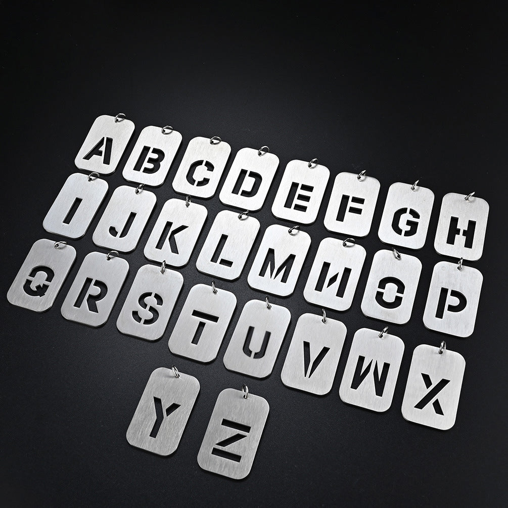 English Alphabet Last Name Pendant Stainless Steel Plate