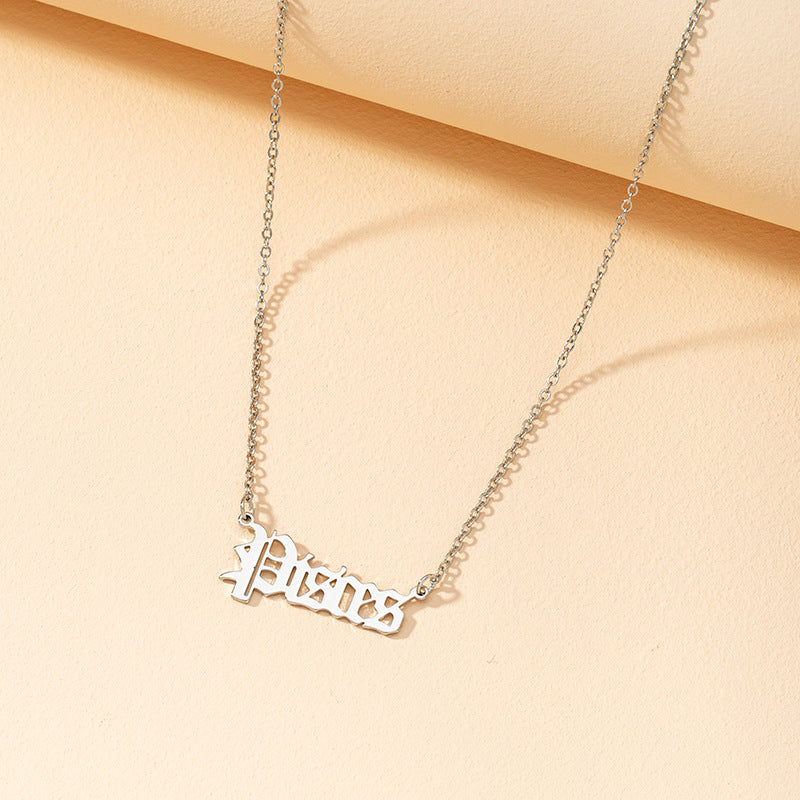 Gothic Constellation Necklace with English Letters - Vienna Verve Collection