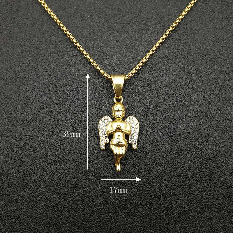 Hip Hop Necklace Titanium For Him Angel Pendant Planderful