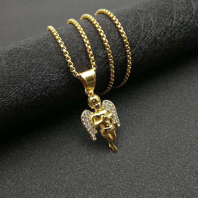 Hip Hop Necklace Titanium For Him Angel Pendant Planderful