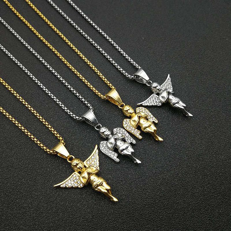 Hip Hop Necklace Titanium For Him Angel Pendant Planderful