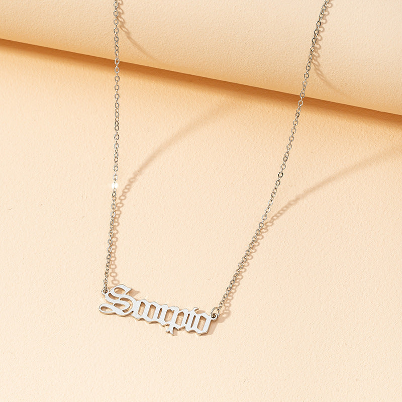 Gothic Constellation Necklace with English Letters - Vienna Verve Collection
