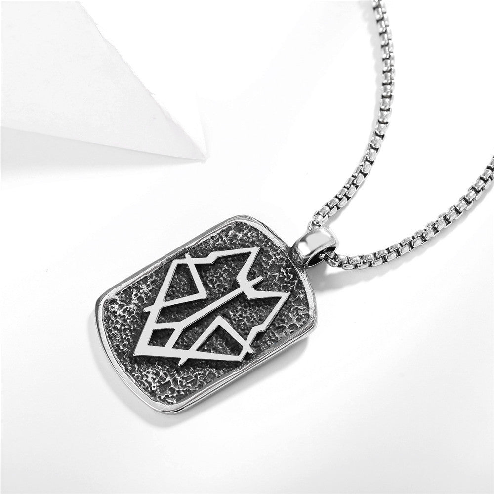 Planderful Prairie Wolf Head Pendant Necklace Titanium Steel Unisex Vintage Hip Hop Protection Statement Jewelry