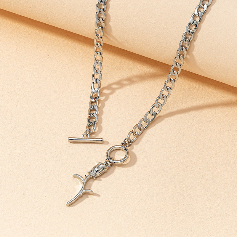 Rose Gold Cross Pendant Necklace with Metal Chain - Vienna Verve Collection