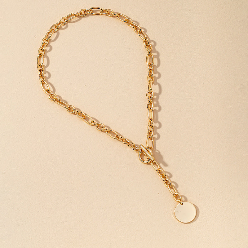 Trendy Vienna Verve Metal Pendant Necklace with OT Chain - Fashion Clavicle Jewelry