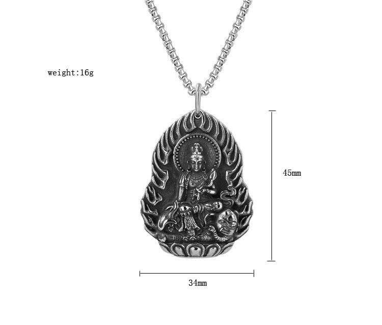 Planderful Guanyin Amulet Pendant Stainless Steel Necklace For Unisex Protection And Style