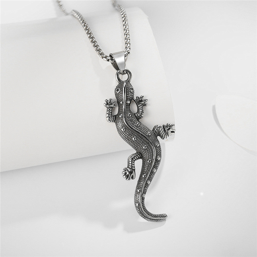 Gecko Pendant Stainless Steel For Unisex Fashion By Planderful Retro Protection Statement