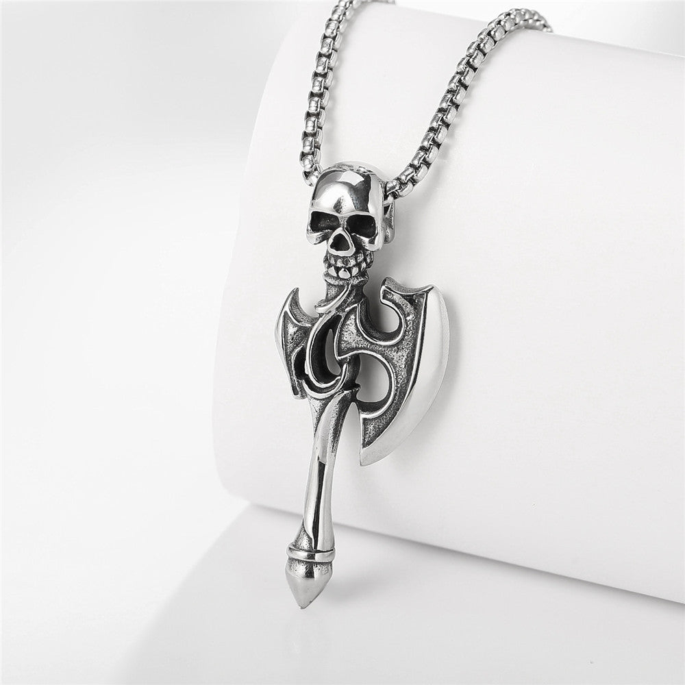 Skull Axe Titanium Steel Pendant Necklace