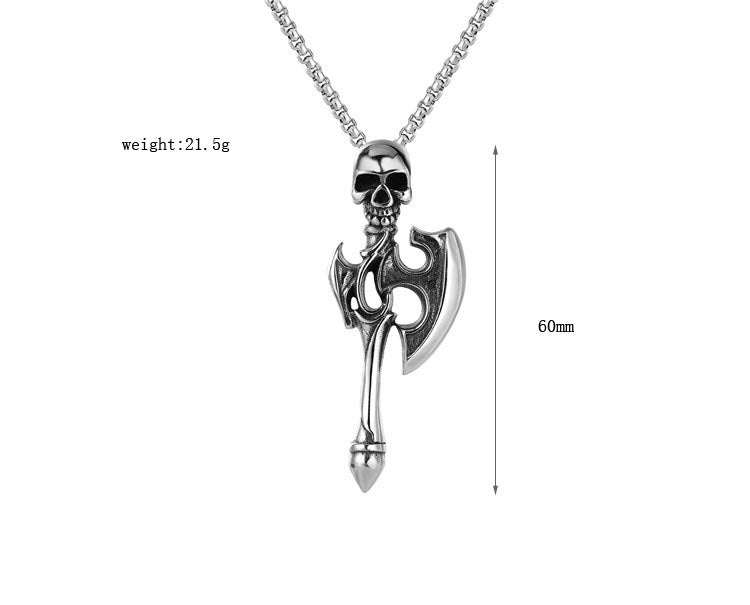 Skull Axe Titanium Steel Pendant Necklace