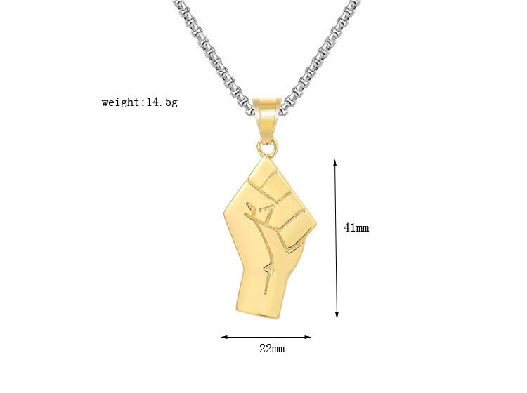 Planderful Stainless Steel Fist Pendant Hip Hop Jewelry For Men Women Unisex Protection Statement