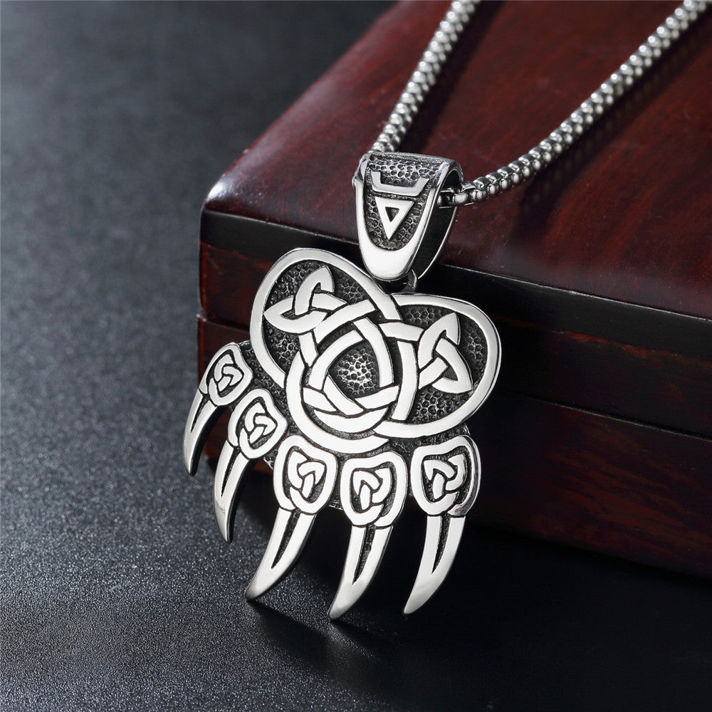 Viking Pendant For Men And Unisex Nordic Bear Claw Titanium Steel Necklace Planderful Retro Protective Charm
