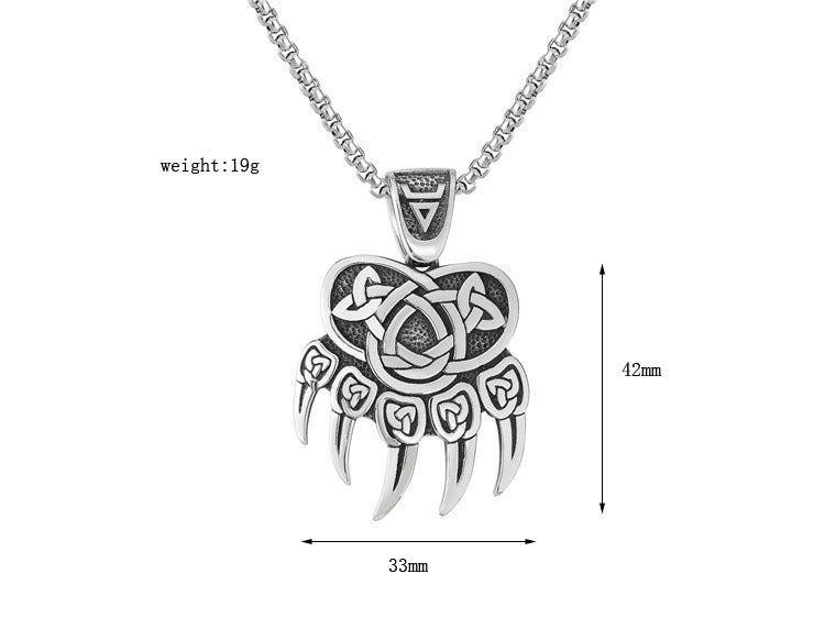 Viking Pendant For Men And Unisex Nordic Bear Claw Titanium Steel Necklace Planderful Retro Protective Charm