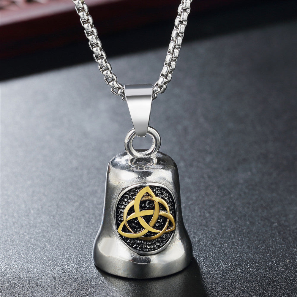 Planderful Viking Three-Ring Pendant Titanium Steel Bell, Unisex Hip Hop Style, Bold Protection Statement