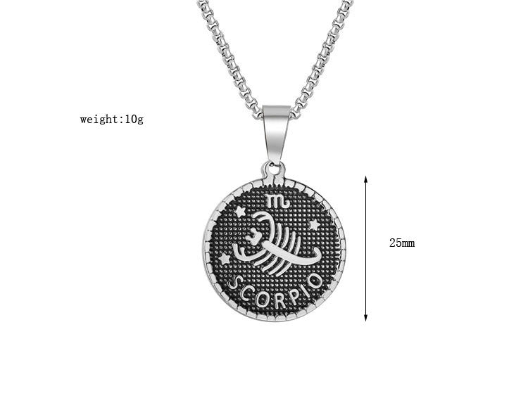 Planderful Twelve Constellations Stainless Steel Pendant Unisex Necklace Durable Everyday Genie