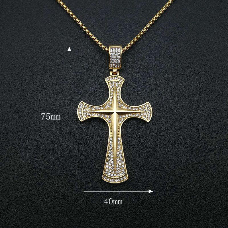 Zircon Necklace – Statement Hip Hop Steel Gold Plated Pendant For Everyday Wear Planderful