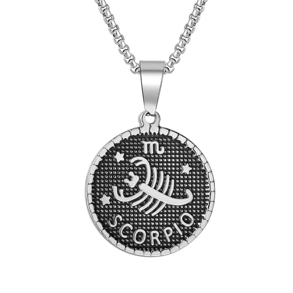 Planderful Twelve Constellations Stainless Steel Pendant Unisex Necklace Durable Everyday Genie