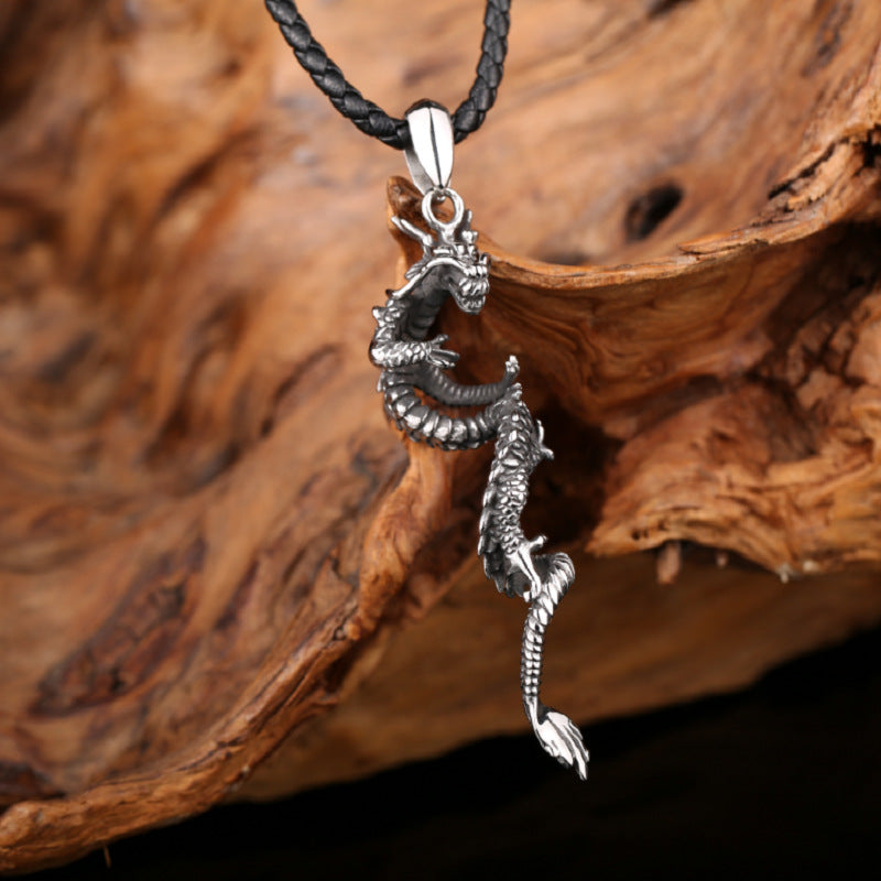 Personalized Titanium Steel Dragon Pendant for Men - Dominant Cross-Border Style
