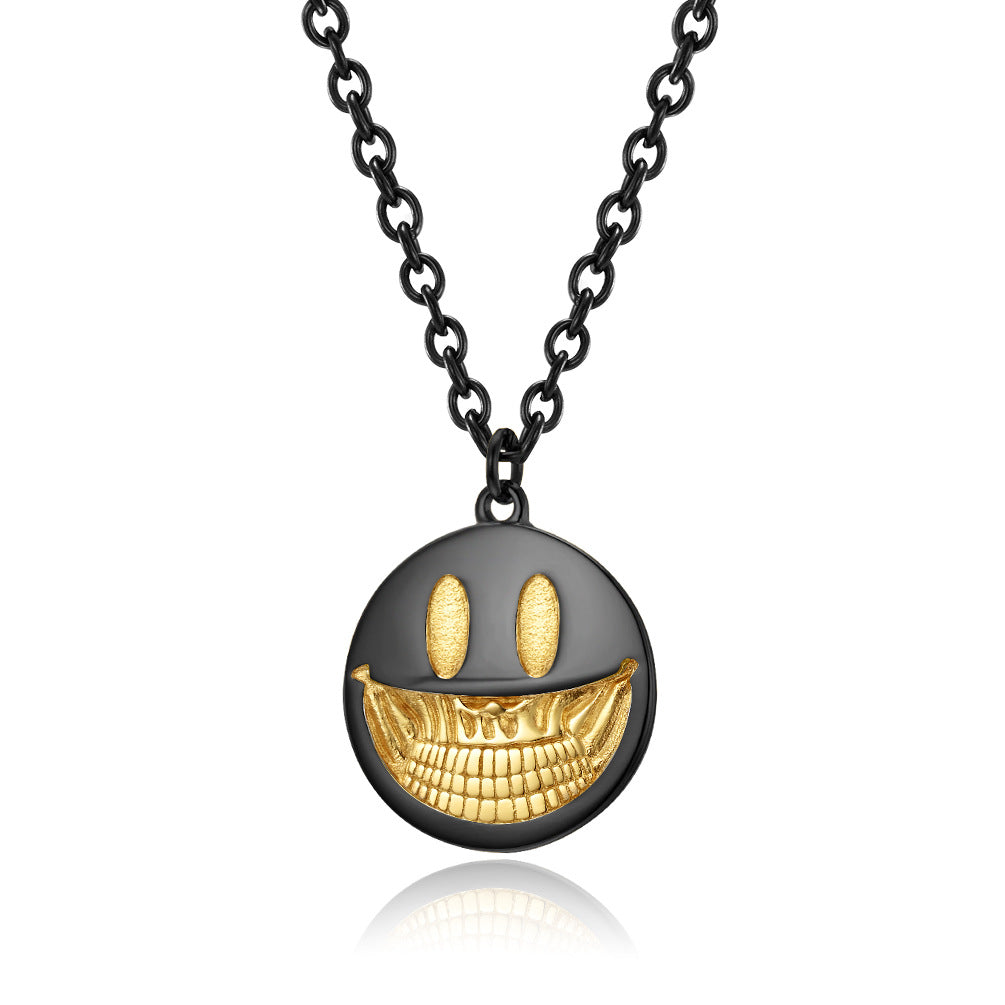 Dark Pop Style Skull Smiley Face Trendy Necklace for Men