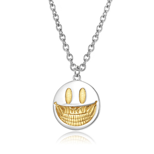 Dark Pop Style Skull Smiley Face Trendy Necklace for Men