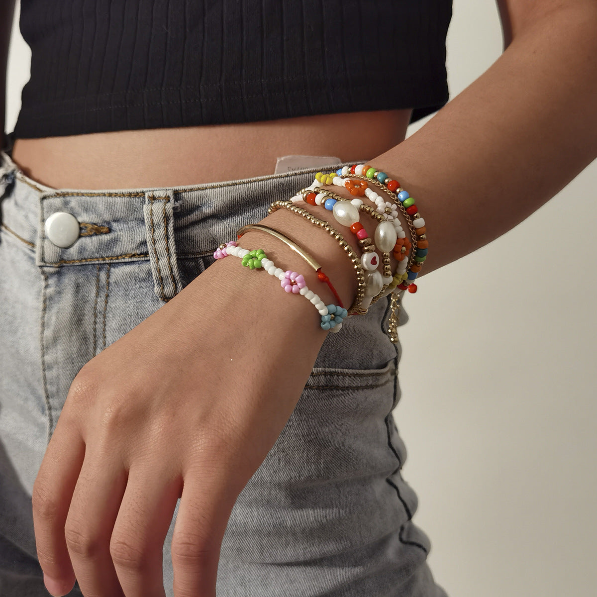 Beaded Bracelet for Women by Planderful Vienna Verve Peach Heart Ethnic Geometric Handmade Statement Jewelry