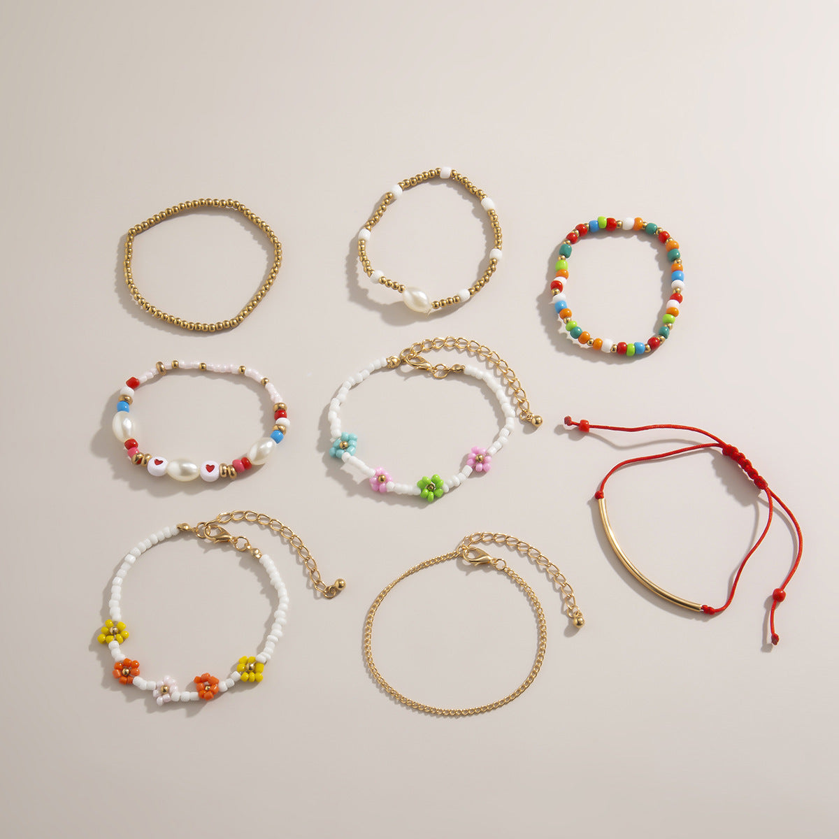 Beaded Bracelet for Women by Planderful Vienna Verve Peach Heart Ethnic Geometric Handmade Statement Jewelry