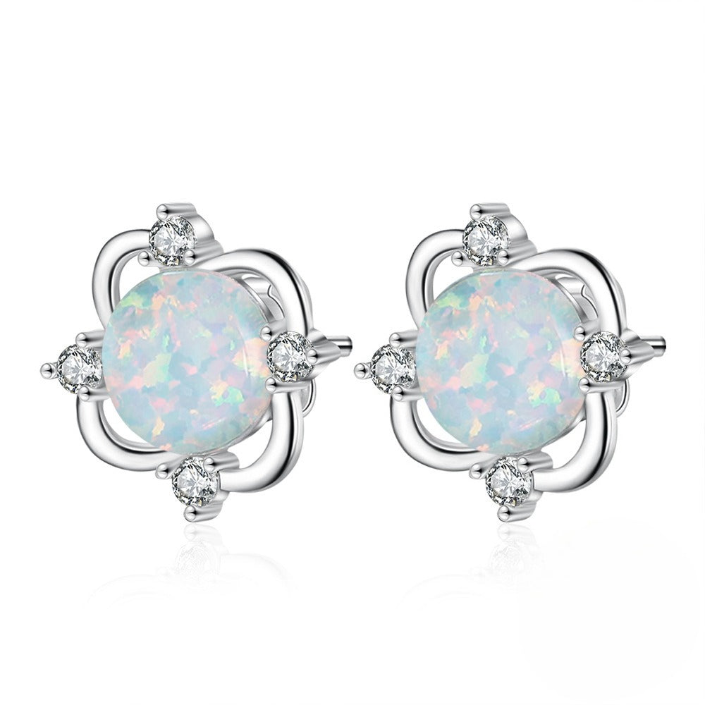 Planderful Jewelry Opal Stud Earrings In Sterling Silver Everyday Genie Collection