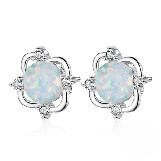 Planderful Jewelry Opal Stud Earrings In Sterling Silver Everyday Genie Collection