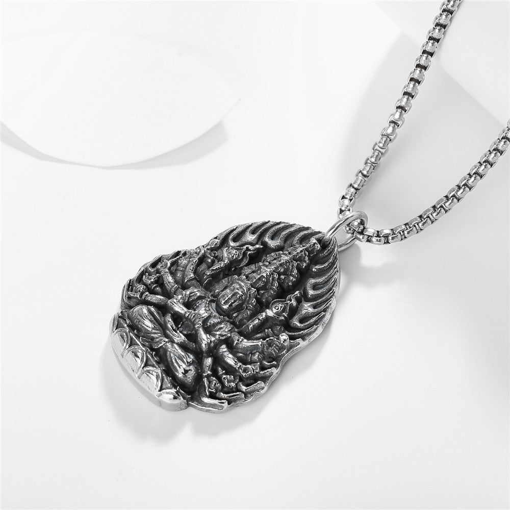 Planderful Guanyin Pendant Titanium Steel Amulet Timeless Personalised Unisex Protection Jewelry