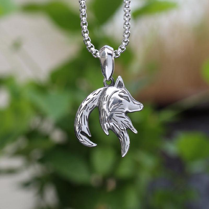 Retro Fox Design Titanium Steel Pendant for Men - Personalized Stainless Steel Jewelry