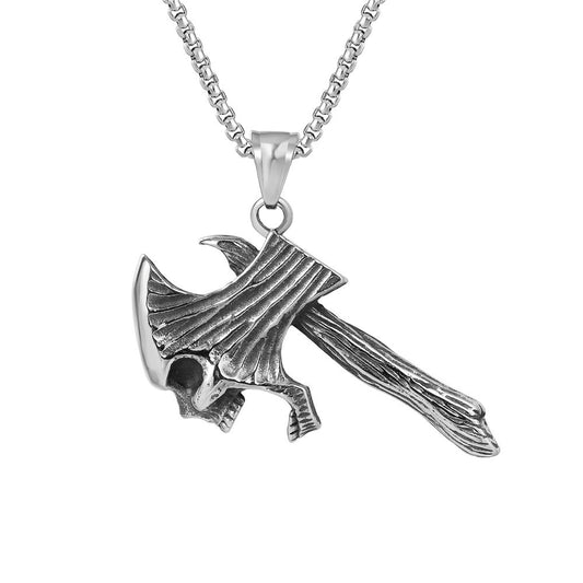 Skull Axe Stainless Steel Pendant Necklace