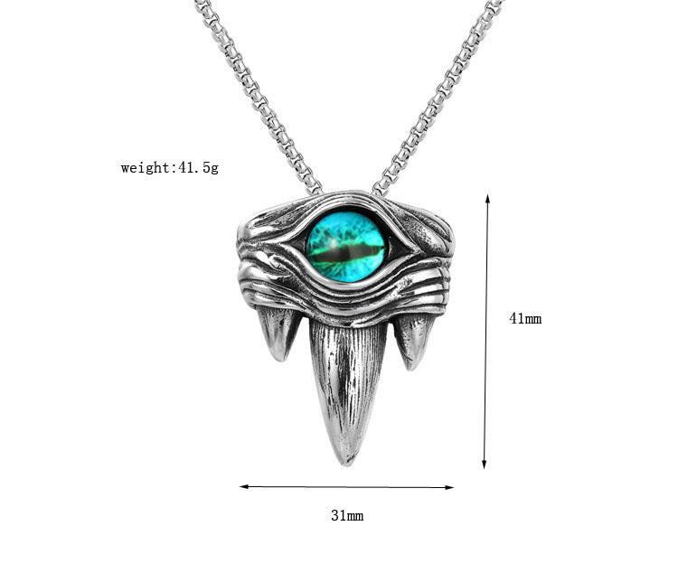 Planderful Devils Eye Stainless Steel Necklace With Beast Claws Pendant For Unisex Protection Statement