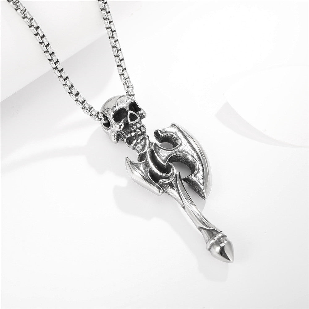 Skull Axe Titanium Steel Pendant Necklace