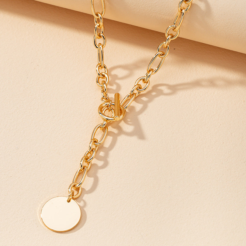 Trendy Vienna Verve Metal Pendant Necklace with OT Chain - Fashion Clavicle Jewelry